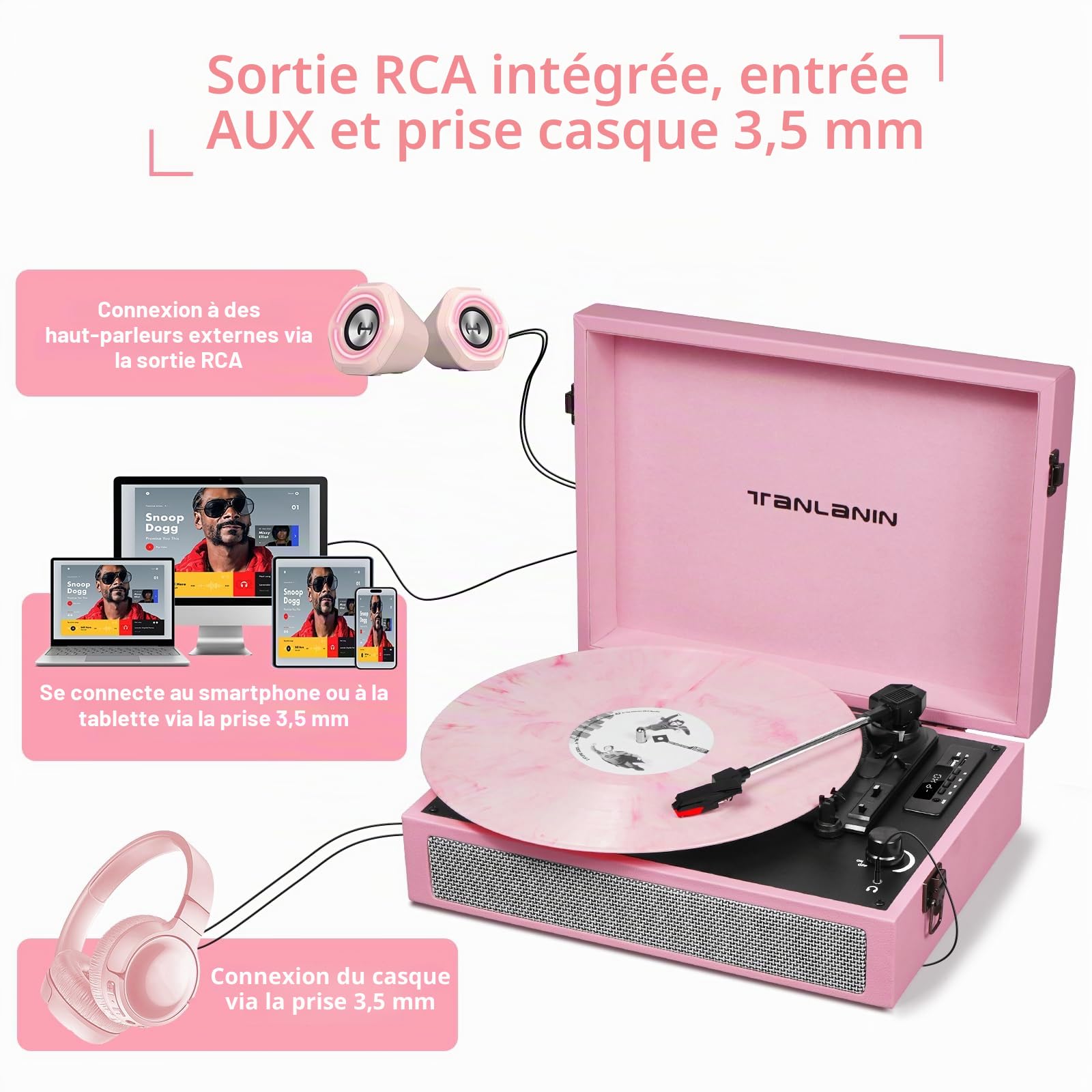 Tourne-disque rose