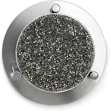 Luminous Coaster Set, Dazzling Rhinestones on Stainless Steel, Protective Backing, for Glamorous Coffee and Side Tables, Charcoal, 5, Set of 4 with Holder