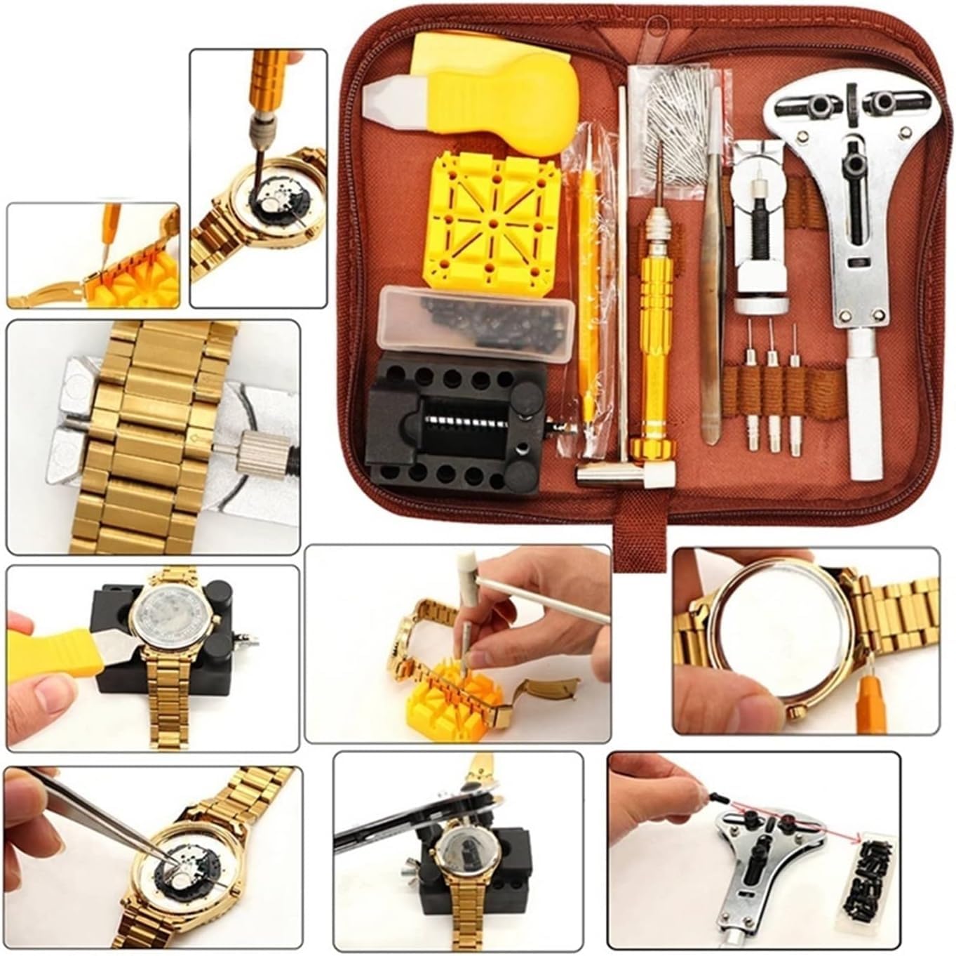 149 Pezzi Kit di Strumenti for la Riparazione degli Orologi, Set di Strumenti for la Riparazione degli Orologi e la Sostituzione della Batteria, Combinazione di Strumenti