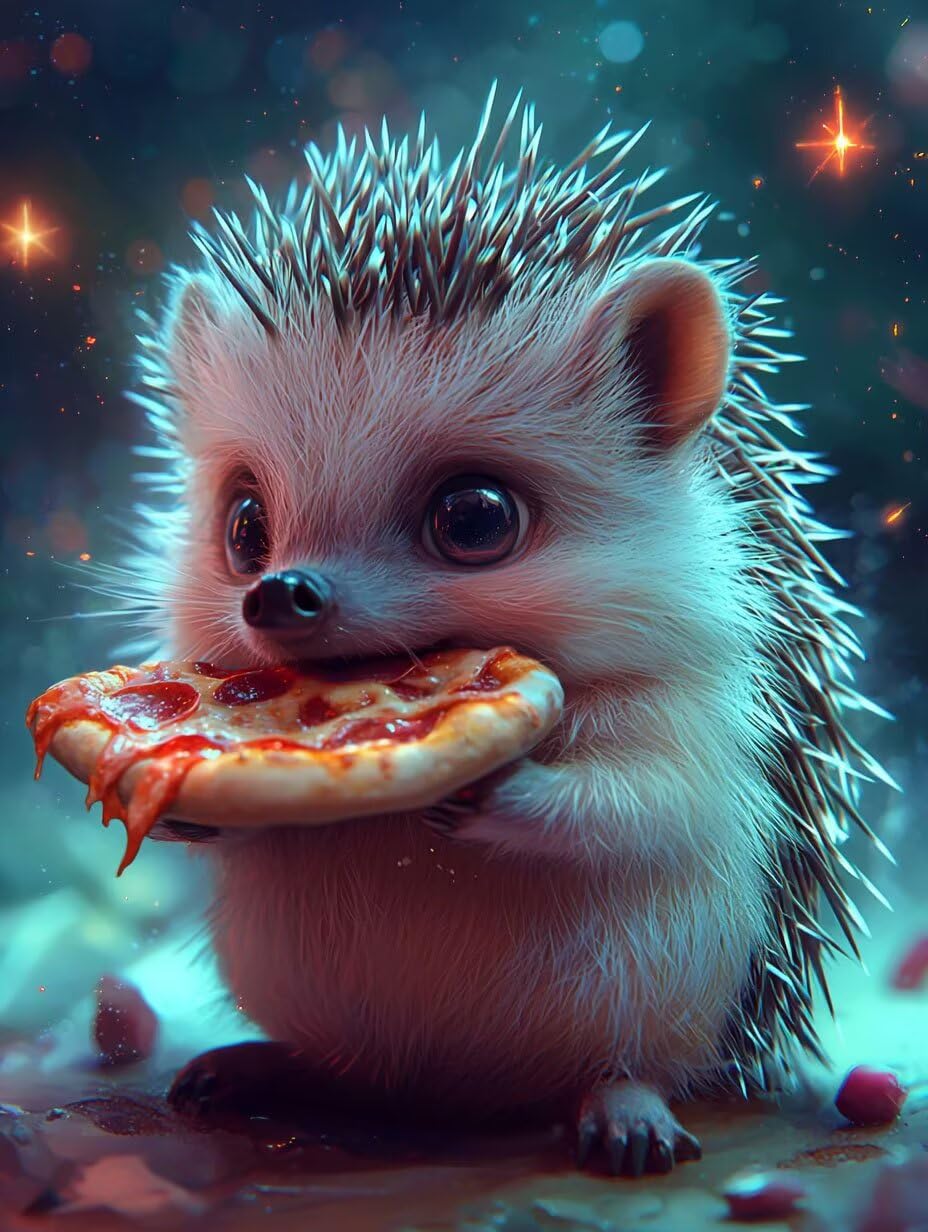 Zestawy do malowania po numerach dla dorosłych, jeż pizza rysowane przez kolorowe farby olejne bez ramy, łatwe wesołe malowanie DIY dla początkujących, na prezent urodzinowy, dekoracja ścienna do domu