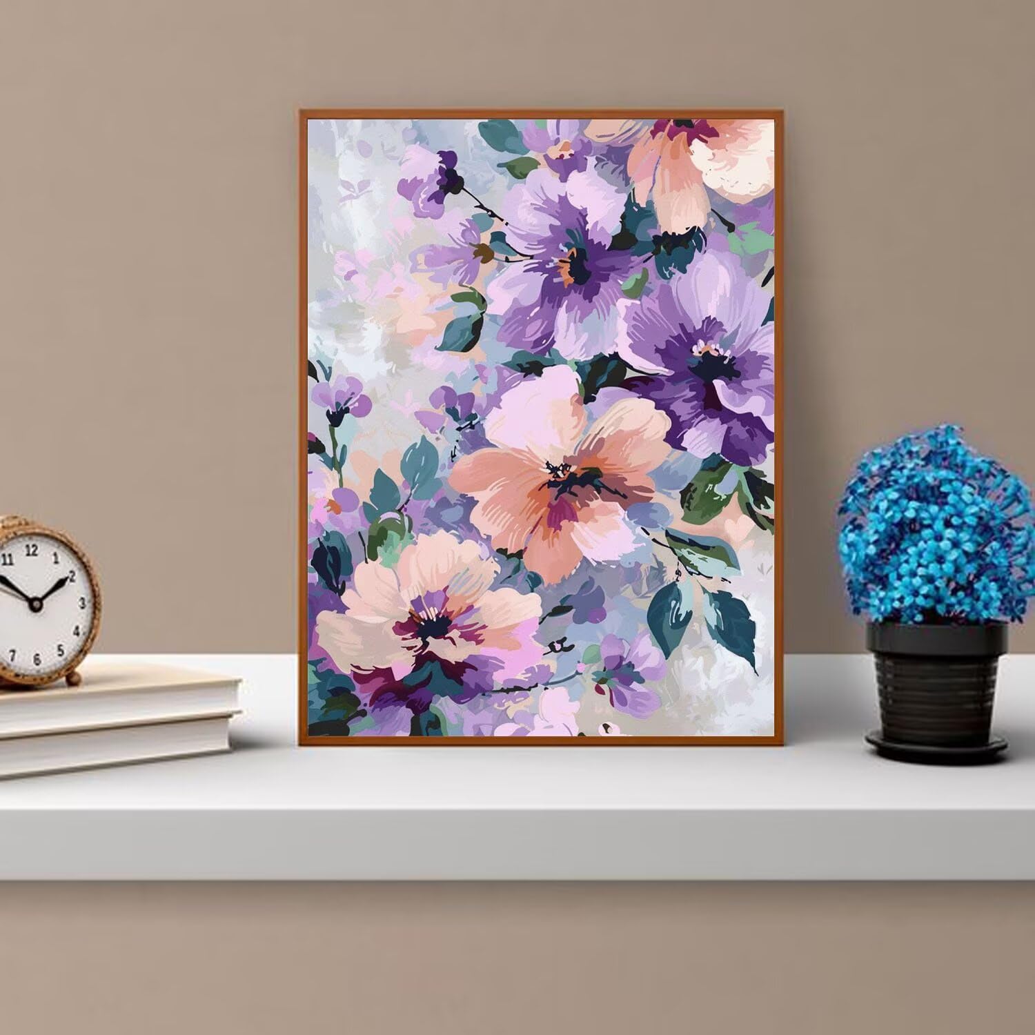 Dipingere con i Numeri Adulti Fiori, Violetta Dipingere con i Numeri Bambini DIY Kit, Set Premium con Pennelli, Decorazione Casa & Creativo Regalo di Compleanno, Attività di Tempo libero 70x95cm z-217