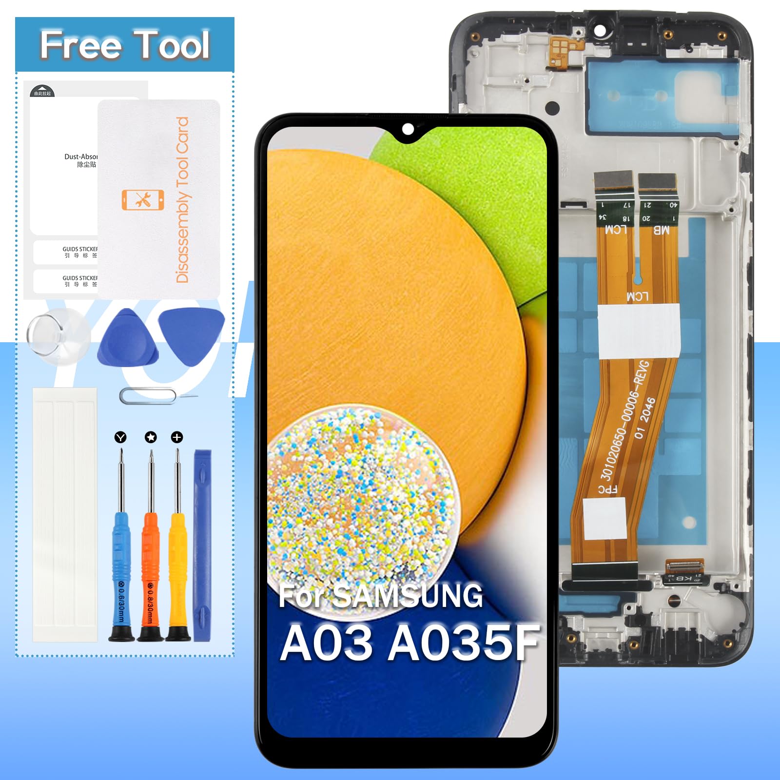 Yondista for Samsung Galaxy A03 SM-A035 Screen Replacement SM-A035F, SM-A035F/DS, SM-A035M, SM-A035G LCD Digitizer Touch Assembly Replacement with Frame
