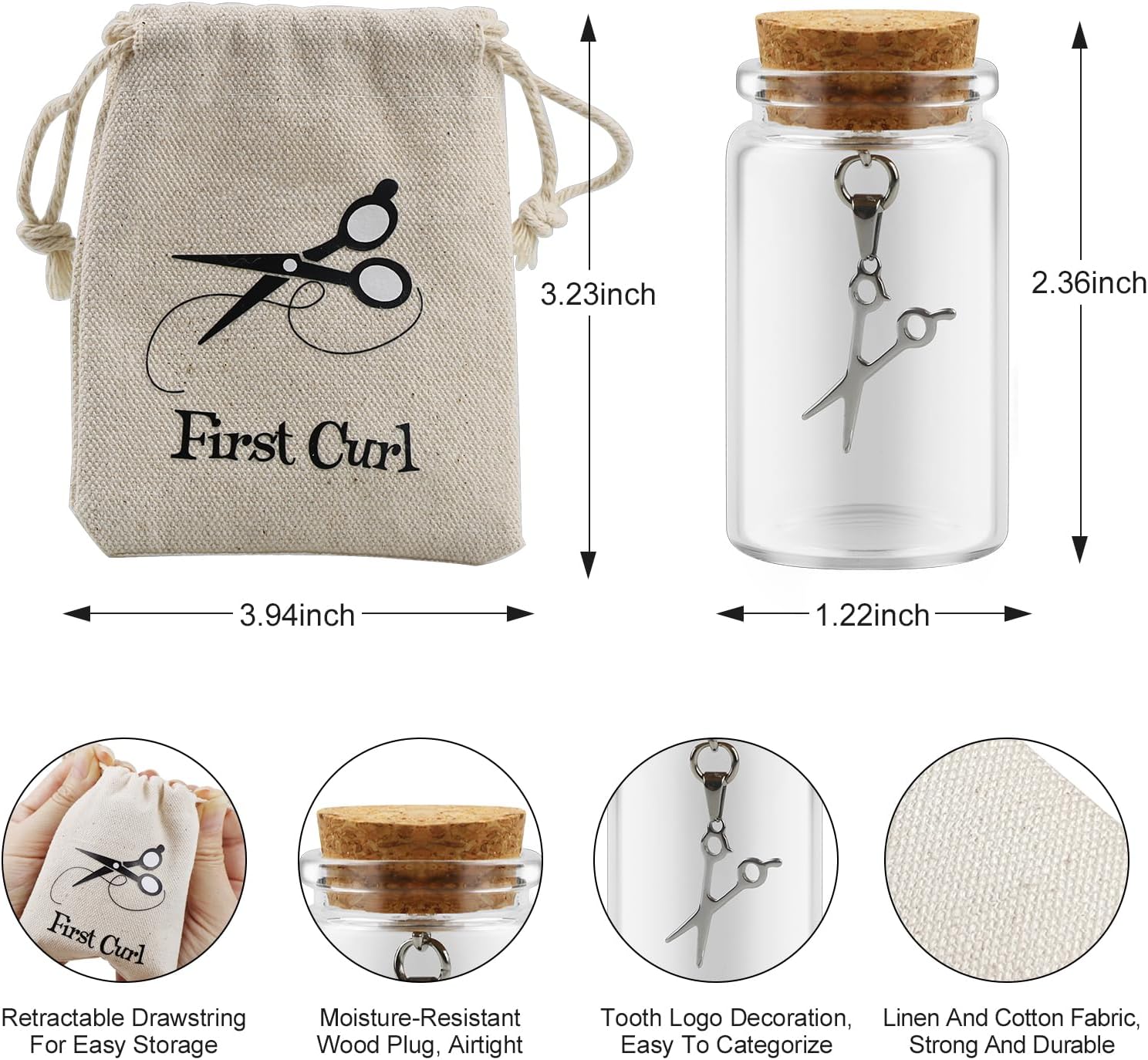 First Curl Baby Teeth Keepsake Box First Haircut Keepsake Holder for Boys and Girls Glass Bottle Glass Bottle(lanugo bottle)
