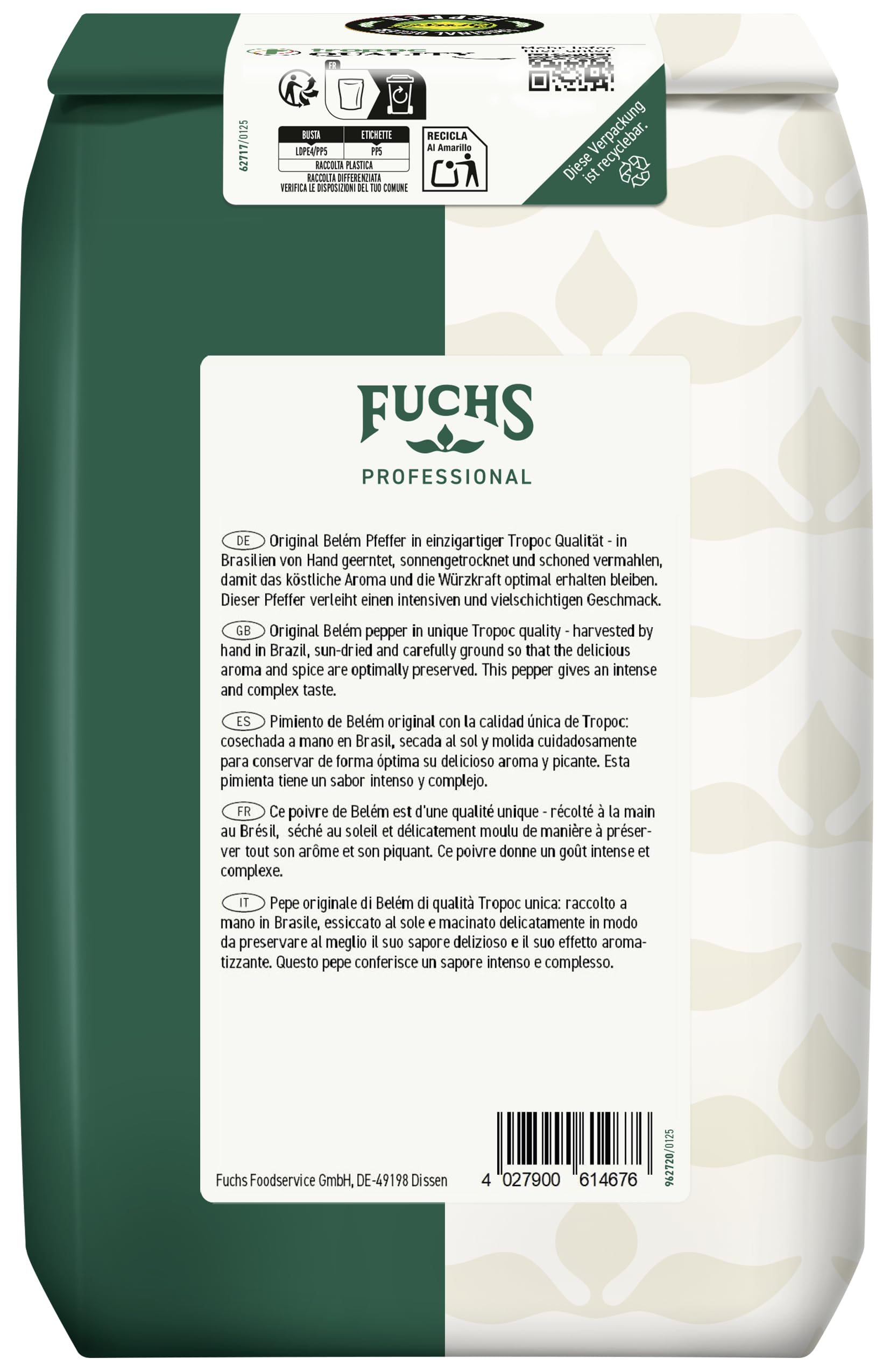 Fuchs Professional Pfeffer schwarz gemahlen 1 kg
