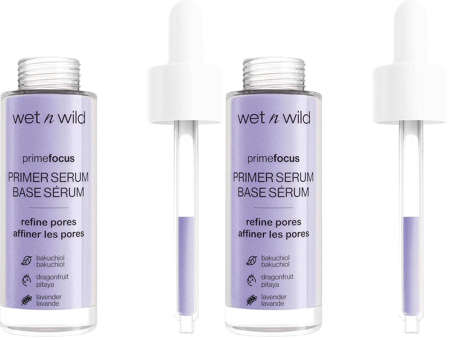 Wet n Wild Prime Focus Pore Minimizing Facial Serum Primer Makeup Extending | Reduces Pores | Improves Skin Texture | Exfoliates | Retinol Alternative, Hydrating (Pack of 2)
