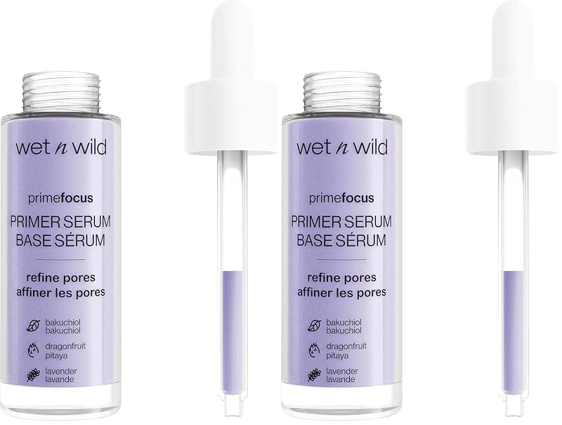 Sérum primer facial Prime Focus da wet n wild, fórmula à base de água, com bakuchiol, Pacote com 2