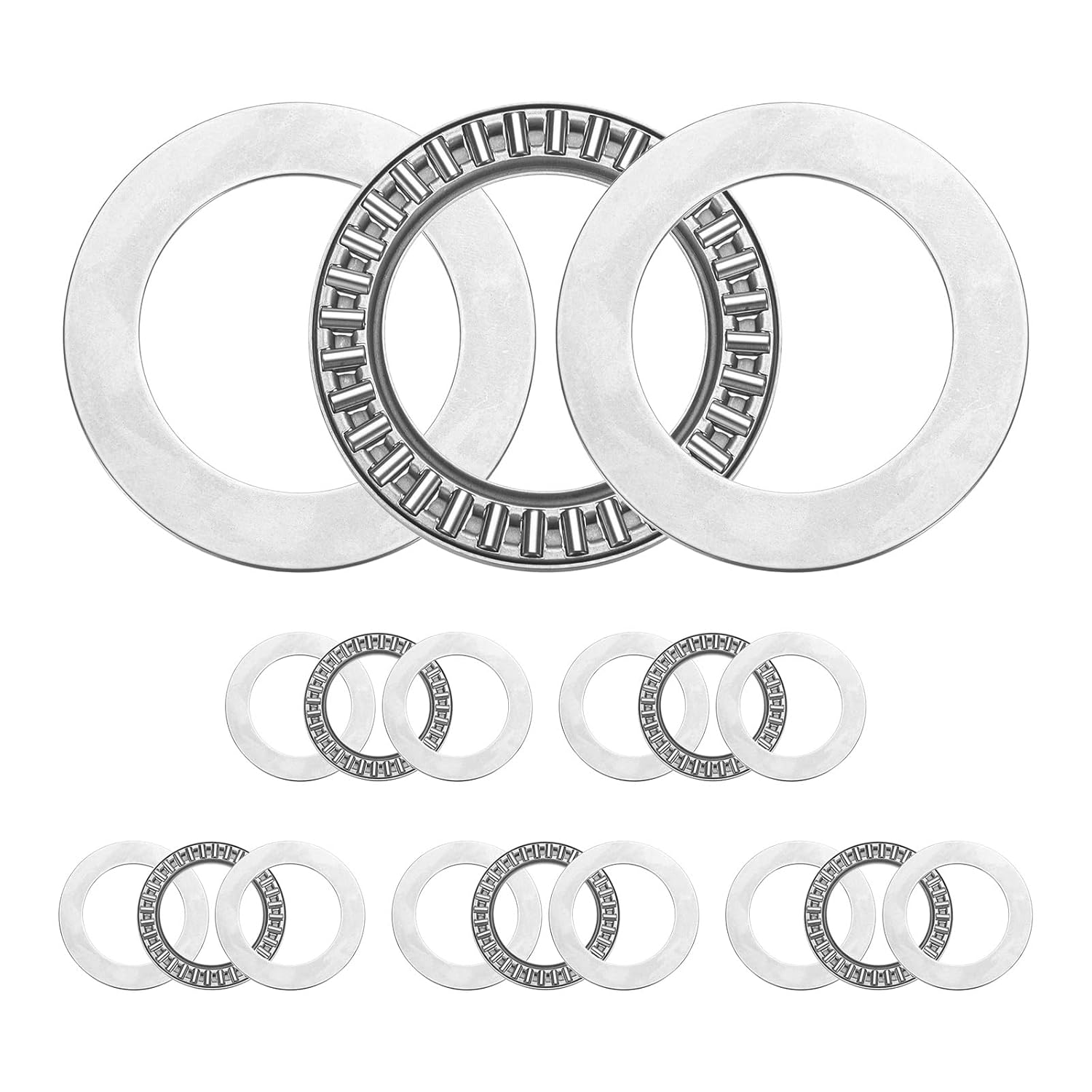 uxcell 6 Sets AXK6085+2AS Thrust Needle Roller Bearings with Washers, 60x85x5mm Chrome Steel Needles Roller Bearing, P5 (ABEC 5)