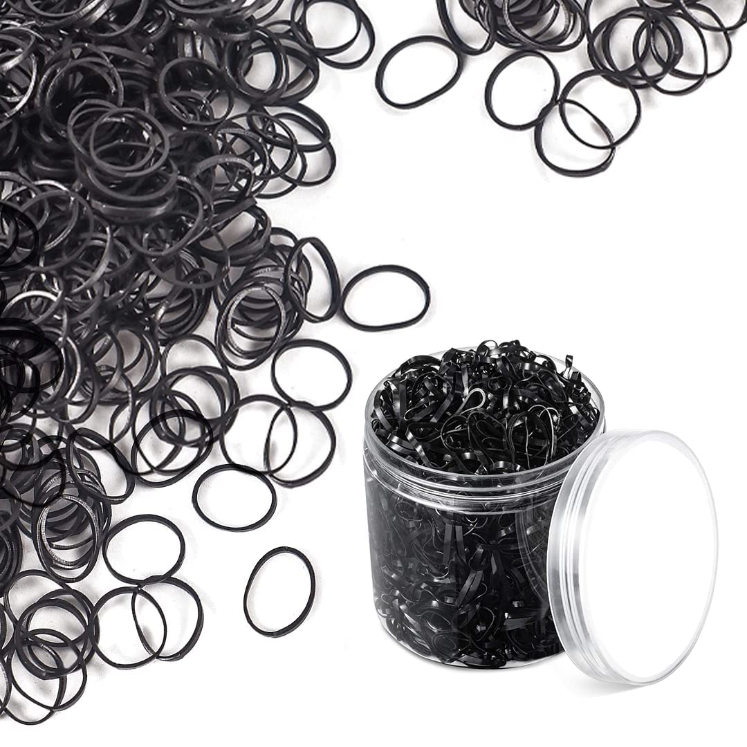 Black Hair Rubber Band Soft & Smooth Basic Every day Wear Thin Elastics Stretchy Hair Tie - Small, for Women/Girls, (Pack of 300)-image-47