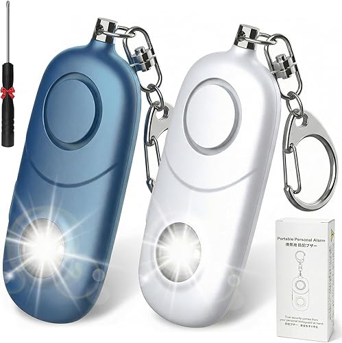 Miniatura 17 de Alarma personal para mujeres, llavero de alarma: Qoosea 4 unidades de llavero de emergencia de 135 dB sirena con luz estroboscópica para mujeres,