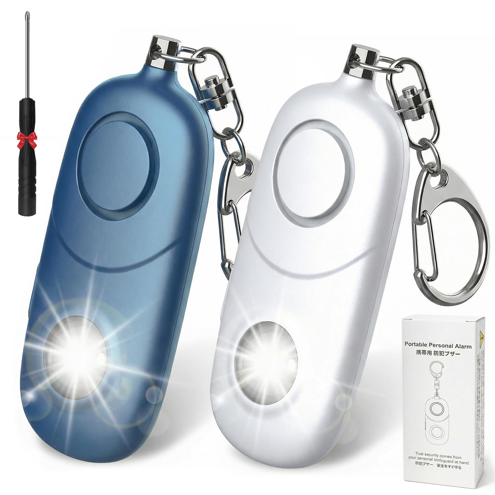 Qoosea Llavero Alarma Personal 135dB con Luz Estroboscópica para Mujeres, Niños, Estudiantes, Ancianos – Alerta de Seguridad, Autodefensa de Emergencia, Carrera Nocturna, Senderismo