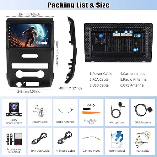 Miniatura 7 de Para 2009-2012 Ford F150 F-150 SVT Raptor Android 11 Radio estéreo para coche con Apple CarPlay Android Auto 2+32GB 9 "Pantalla táctil Radio de