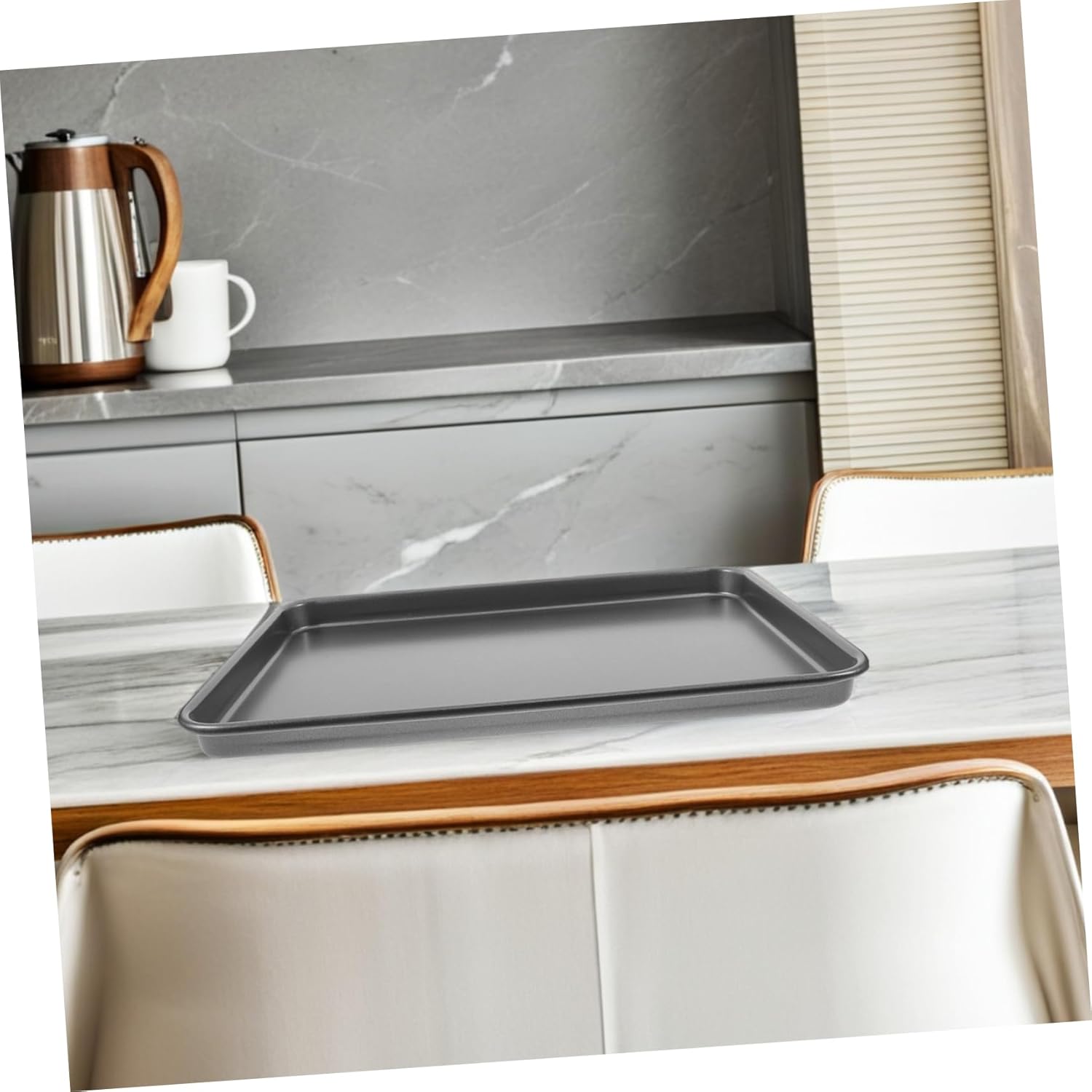 2pcs Non-stick Rectangle Baking Pans Carbon Steel Baking Trays for Cookies Bread Cakes and Pizzas High Heat Tolerance and Easy to Clean