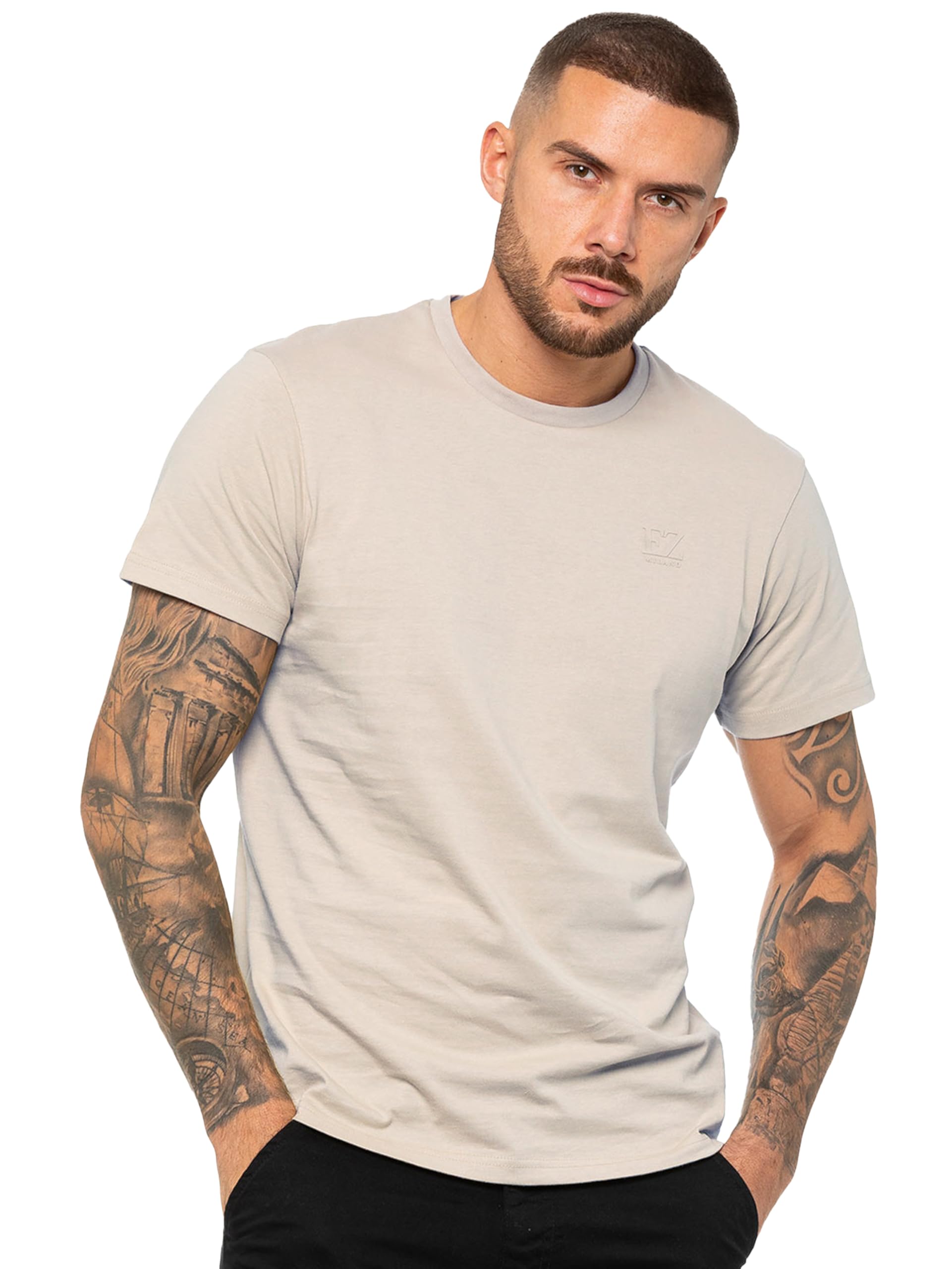 Enzo Men's Crew Neck T-Shirt - Clay - M - Clay - 100% Cotton