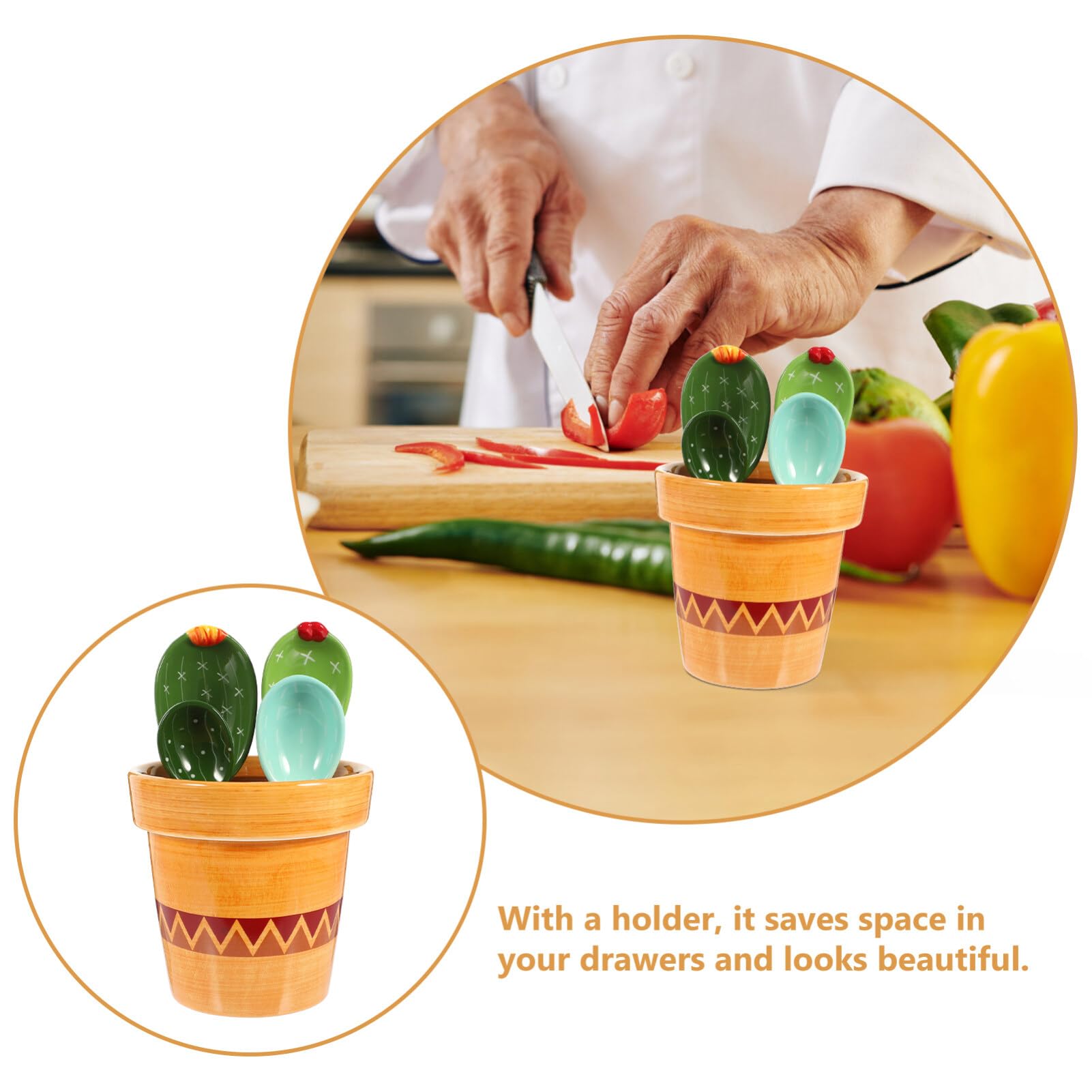 Cuillère Doseuse Cactus 1 Set en Céramique Support 290 Ml