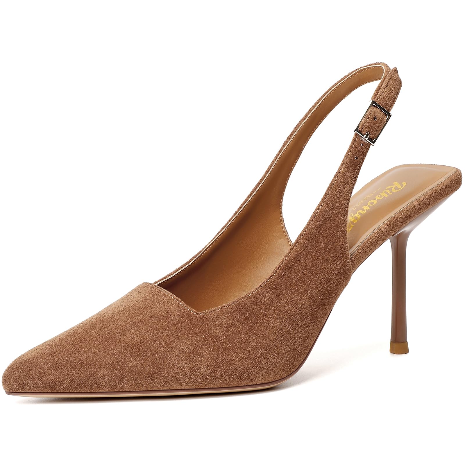 RIBONGZ Sexy Slingback Pumps Elegant Dressy Heels for Women Closed Toe Pointy High Heels Wedding Bride Prom Party Evening Shoes