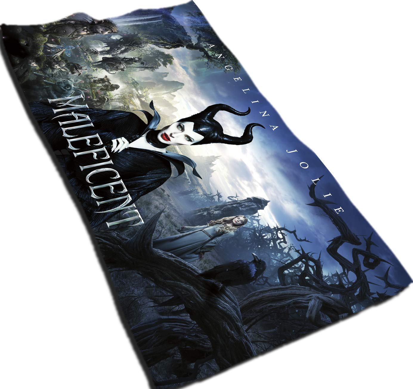 Dis-ney Cartoon Fashion Beach Camping Towels, Quick-Drying Super Absorbent Soft Hand Towel 32×16 (40cm×80cm) inch Microfiber Bath Towel (Maleficent)