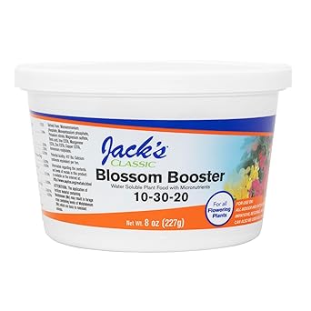 Jacks Classic 10-30-20 Blossom Booster Water-Soluble Fertilizer with Micronutrients for Increasing Color and Quantity of Blooms in Flowering Plants, 8oz