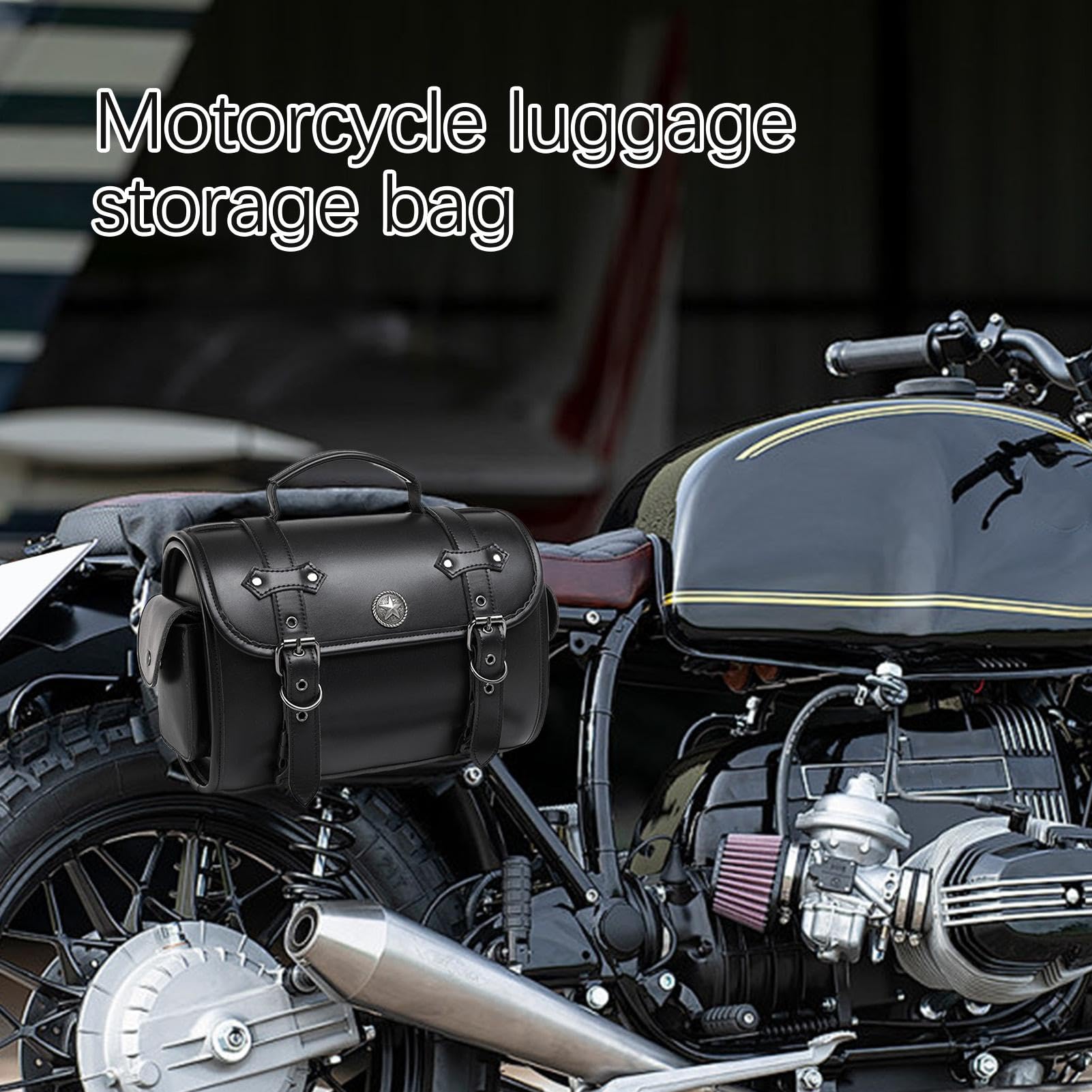 Borse A Sella In Pelle Da Motocicletta Ampia Capacità Di Carico, Cinghie | Borsa Posteriore Impermeabile per Moto Multifunzionale e Versatile per Turism