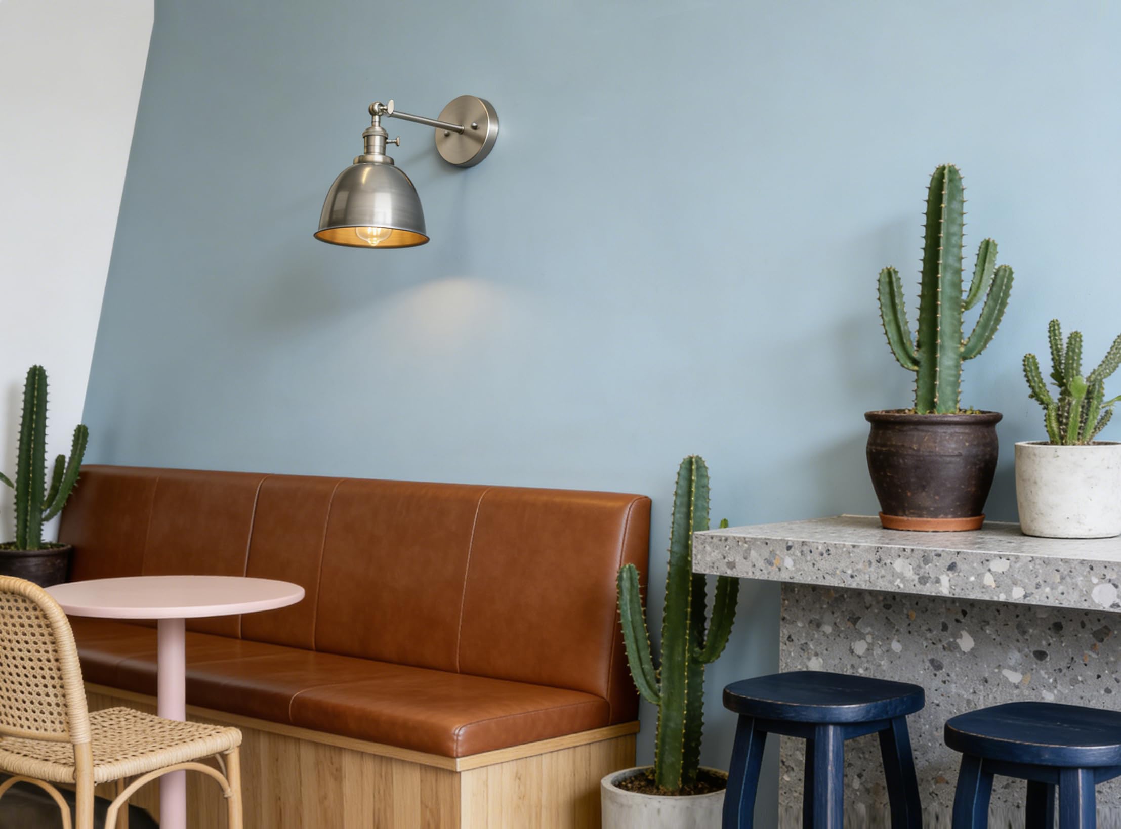 Phansthy Wandleuchten Retro Wandlampe aus Metall Deckenhalbkreis mit Schalter Verstellbar Wandspot E27 Moderne Wandleuchte Innen für Schlafzimmer Flur Eingang Wohnzimmer Küche(Klarlack)