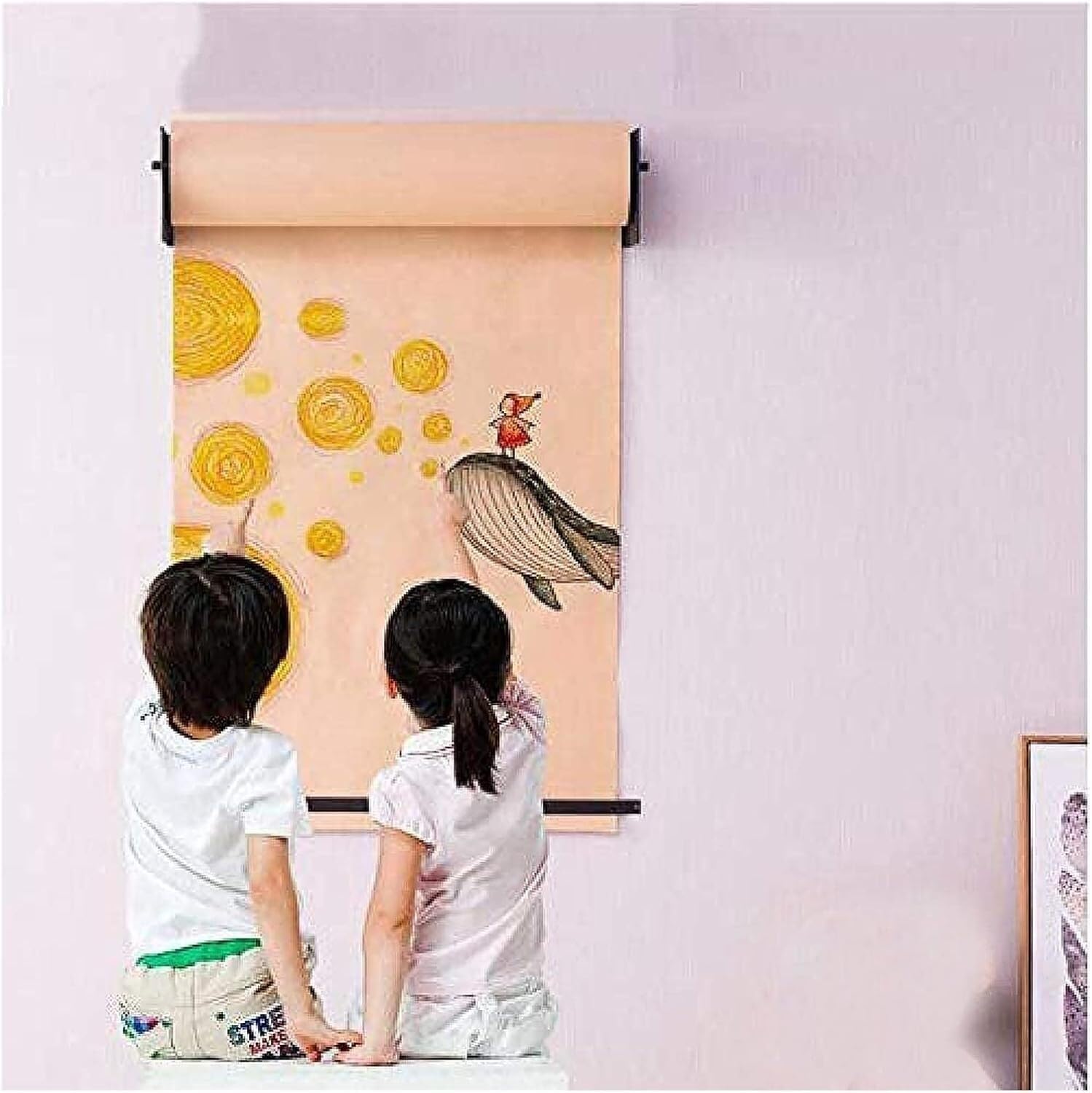 Bulletin Board Paper Kraft Paper Dispenser And Cutter - For Office/Kitchen/Kids Room, Wall Mounted Children Doodle Drawing Board For Craft Poster Art Paper Roll Christmas,Steel Frame Wide-67cm/26.3in