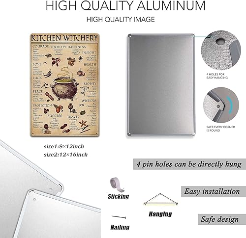 Miniatura 6 de TRITXIY Póster de bruja de cocina, letreros de lata antiguos, pósteres retro, decoración de pared de bar, pub, 12 x 16 pulgadas (11.8 x 15.7 in)