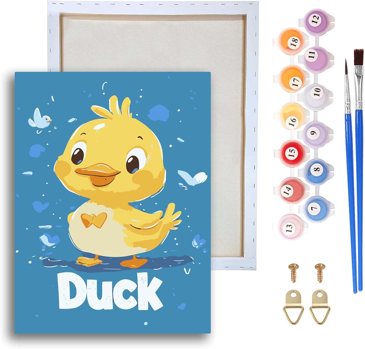 Ginfonr Framed Paint by Numbers Kit for Adults, Duck