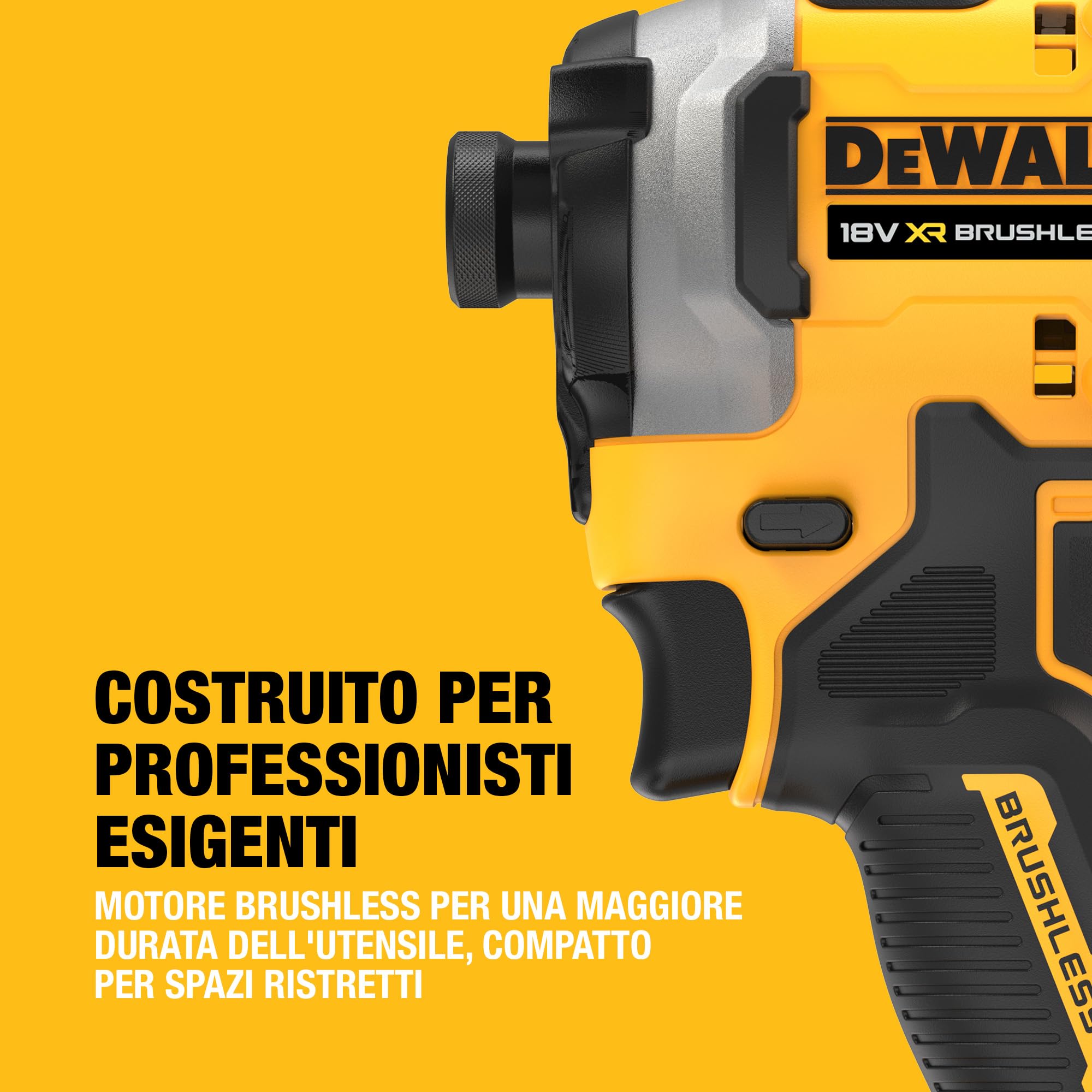 DEWALT Avvitatore a Impulsi Compatto Senza Spazzole 18V XR, Unità Singola, DCF850N-XJ