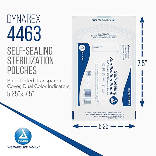 Miniatura 20 de Dynarex Bolsas de esterilización - Bolsas de autoclave autosellantes para herramientas médicas, dentales, de tatuajes y cuidado de uñas, cubierta