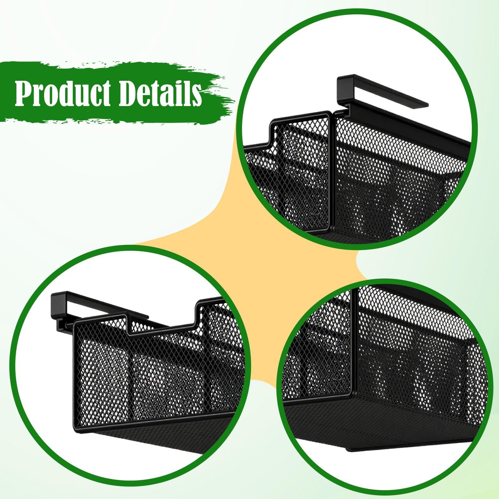 Cesta Deslizante Cajón Extraíble Colgante Organizador de Estantes para Ropa Interior Calcetines Accesorios- Ahorra Espacio en Armarios y Gabinetes​-38x25x12cm,Negro, Individual