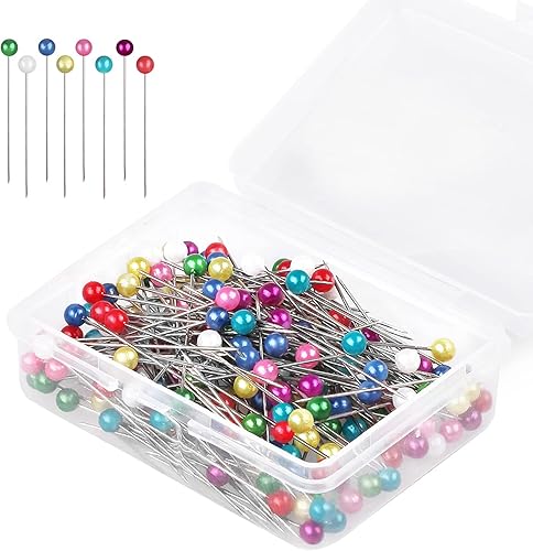 Vista 8 de 1000 piezas de alfileres rectos finos, alfileres duraderos de acero inoxidable para modista y costura con cajas de plástico, cabeza plana, alfileres