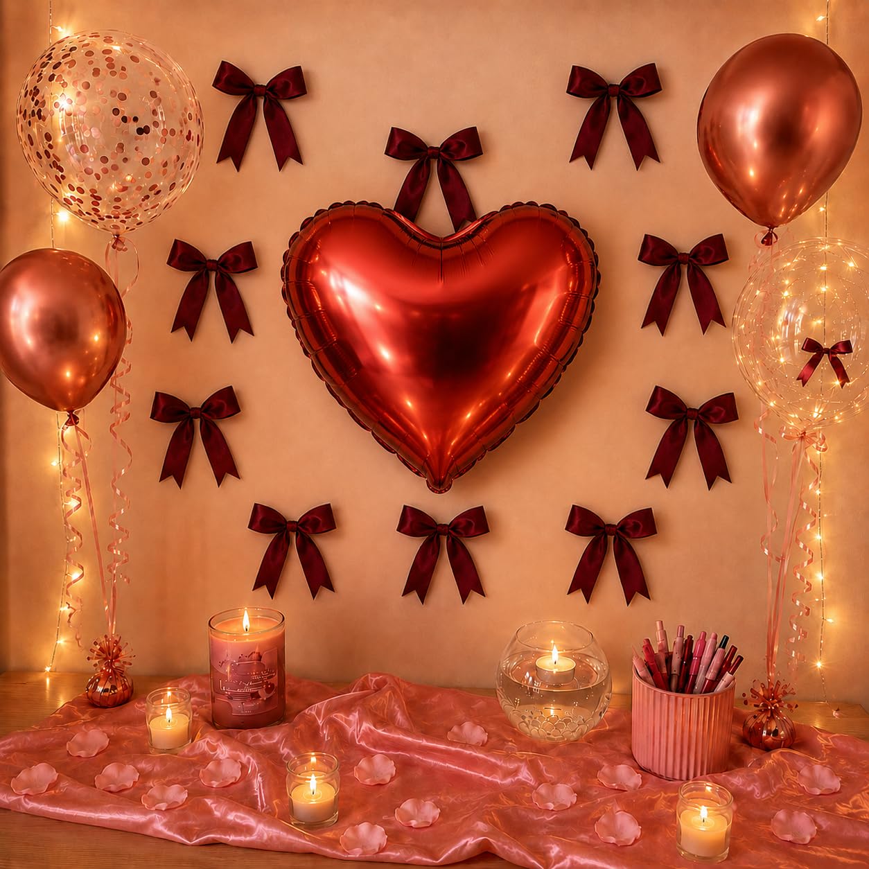 Red Bow Birthday Decoration Kit - 30 Pcs -14