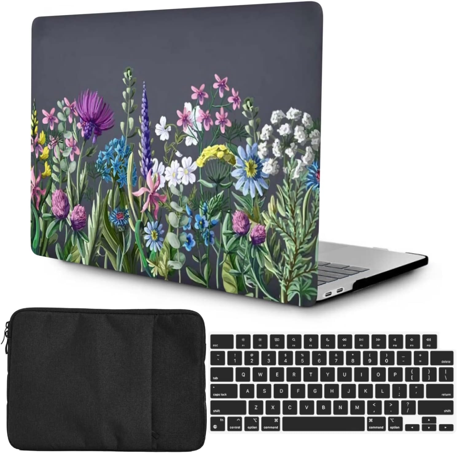 Hard Case Compatible with MacBook Pro 13 inch Older Version 2015 2014 2013 2012 Model A1502 A1425 with Retina Display, Plastic Laptop Shell Case & Keyboard Skin & Computer Sleeve Bag, Purple Plants