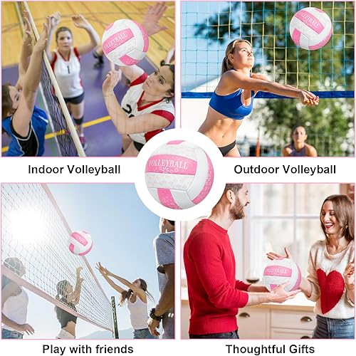 Miniatura 3 de Pink and Purple Volleyball Size 5, Official Size Volley Ball with Pump for Womens, Girls, Mens, Youth, Teen and Adult, Soft Volleyball Ball for