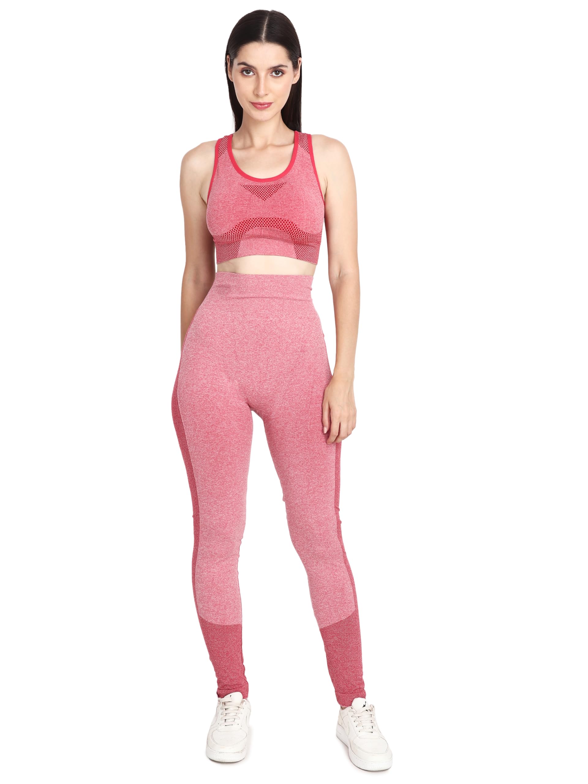 Premium Tights and Padded Bra High Waist Stretchable Gym Tights Leggings Gym wear/Active Wear Yoga Pants Zumba/Dance Womens Girl Tight and Sports Bra Set(Removable Pads)-image-23