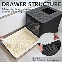 Vista 5 de Caja de arena plegable para gatos con tapa, orinal cerrado, inodoro grande de entrada superior antisalpicaduras, fácil de limpiar, incluye pala