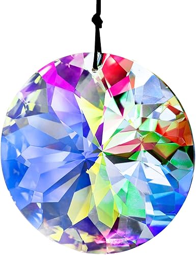 Atrapasol de Prisma de Cristal Colgante de 3"/79mm para Ventana, Atrapasoles Grandes de Color AB, Prismas Facetados, Ornamento Creador de Arcoíris,