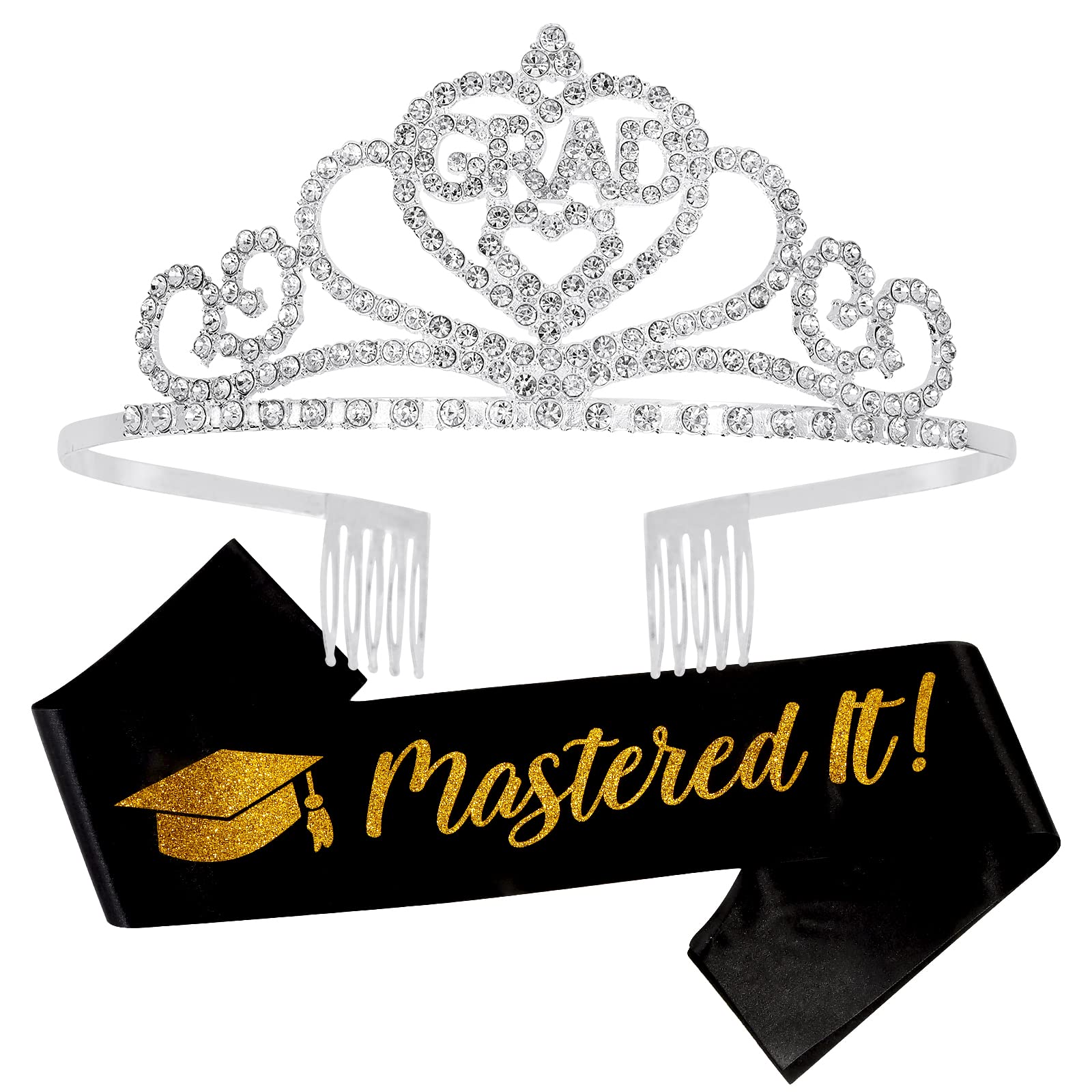 BAHABY Graduate Sash Class Of 2023 Graduation Tiara Graduation Crown & Sashes Sash for Graduation 2023 Party Decorations for Women Girls