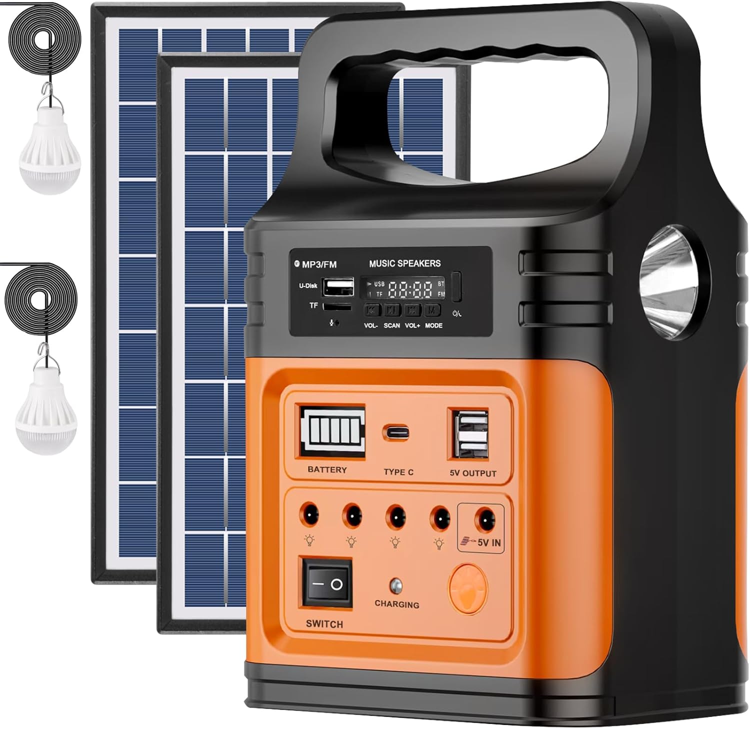 20000mAh DC Power Bank Station with Solar Panels,12V/9V Fast Charging Portable Power Station for Home Emergency Outdoor Camping
