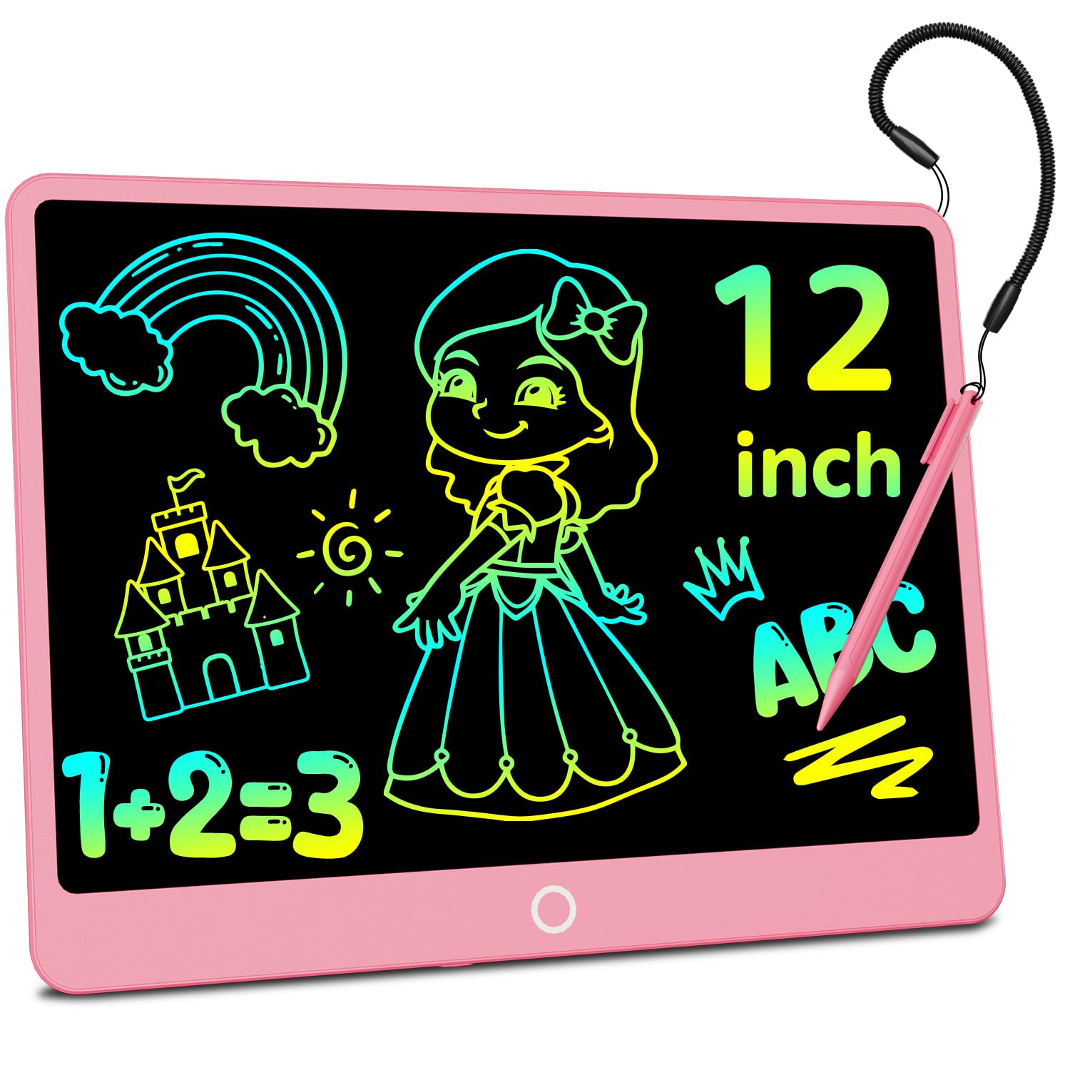 Electight LCD Writing Board Writing Area 12 Inches,Colorful Screen Doodle Board, Reusable Portable Drawing Tablet
