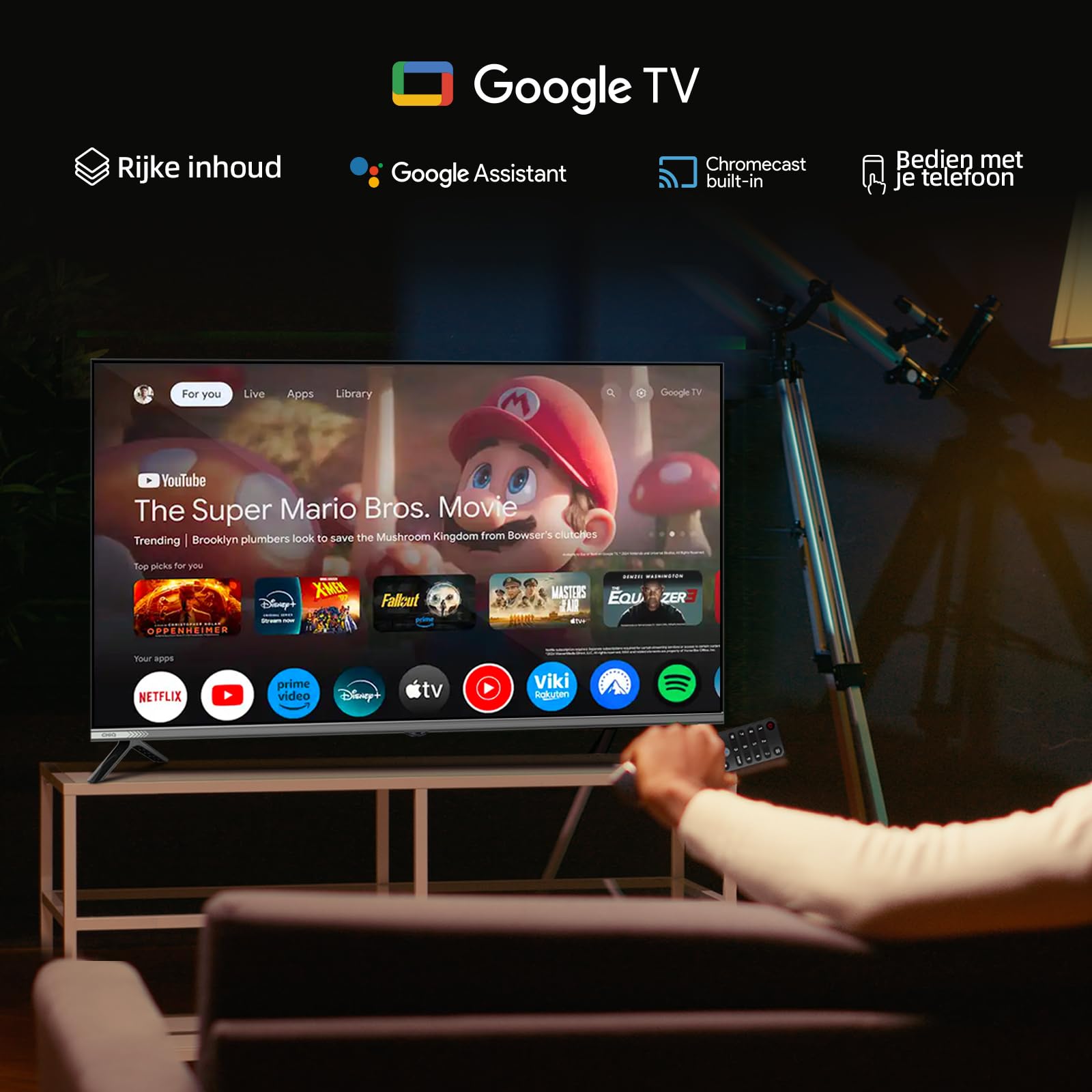 CHiQ L40M9G TV Smart da 40 pollici (100 cm), FHD, HDR10, Google TV, Google Assistant, Sintonizzatore Triplo DVB-C/T/T2/S/S2, Dolby Audio, Dbx-tv, Chromecast integrato, HDMI, Senza Cornice in Metallo