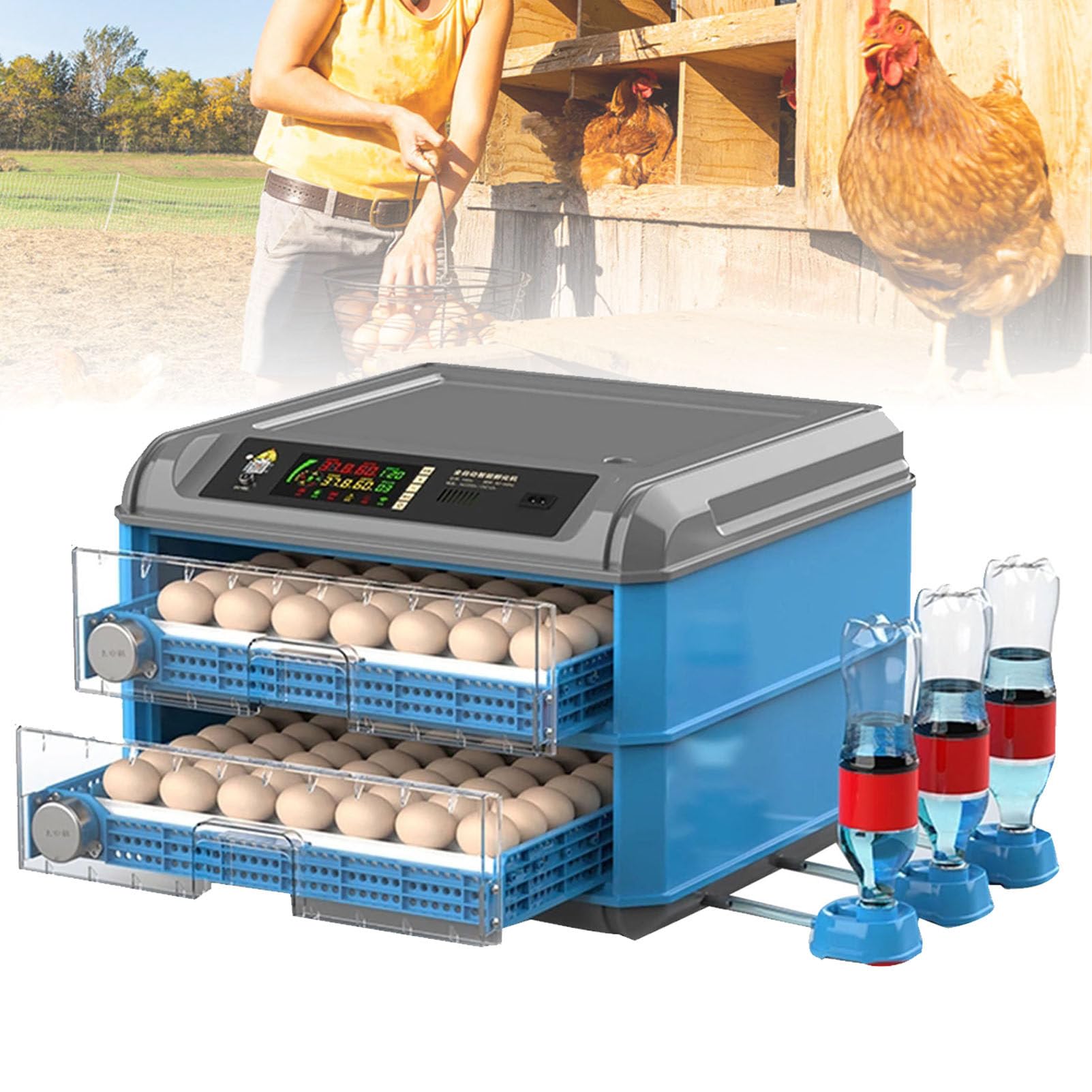 Incubadora automática de huevos para incubar 128-300 huevos, máquina de incubación para huevos de pollo, pato, codorniz y pájaros, controlador fiable de incubadora de granja para el hogar