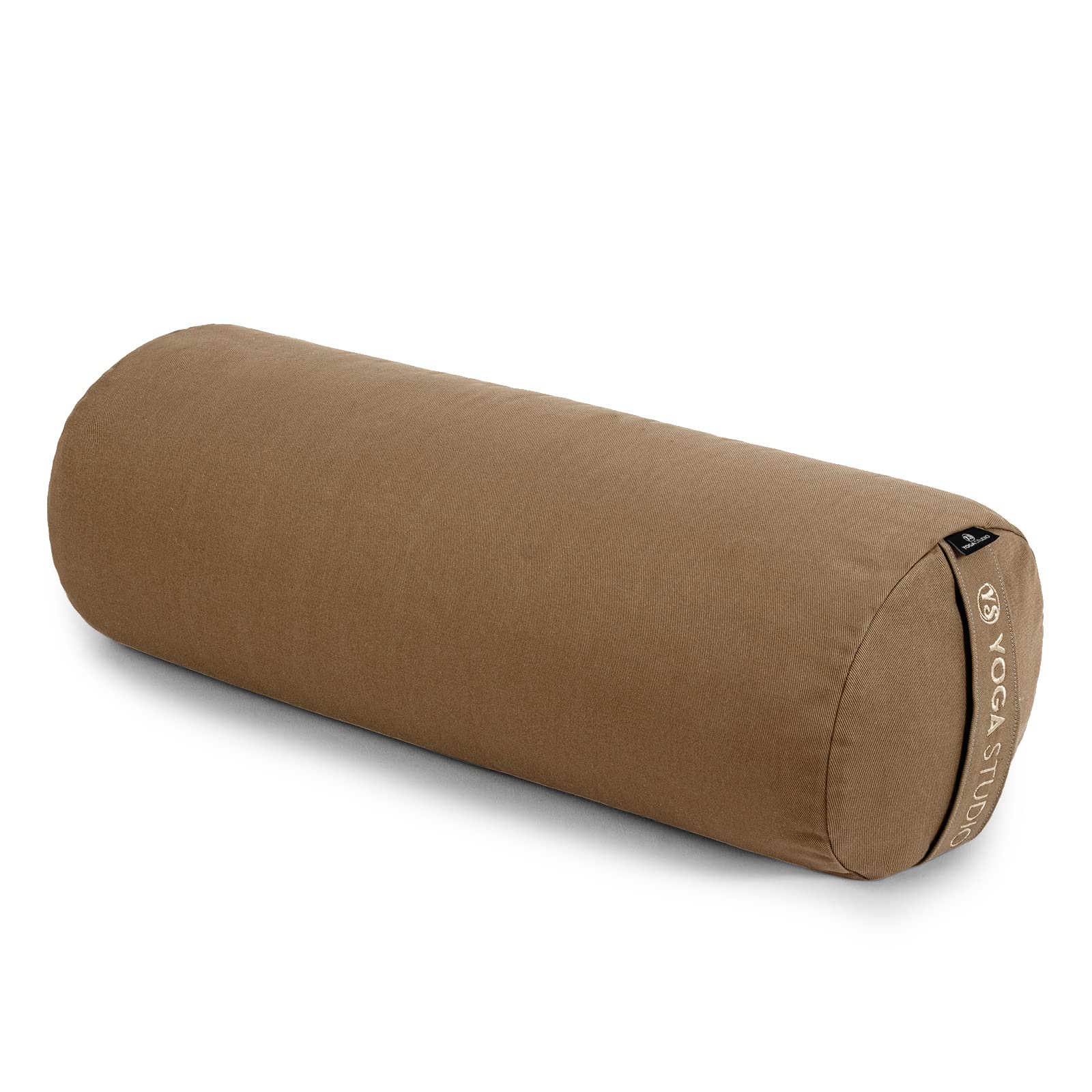 Yoga Studio Yoga Bolster Cushion | EU Organic Buckwheat Hulls Filling | (GOTS Certified) | Removable Washable Organic Cotton Outer Cover | Great for Yoga, Meditation (Sand)