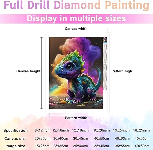 Miniatura 5 de CoHraeu Kits de pintura de diamantes lindo dinosaurio bebé, hermosa pintura de diamante, taladro redondo y taladro completo, kits de arte de