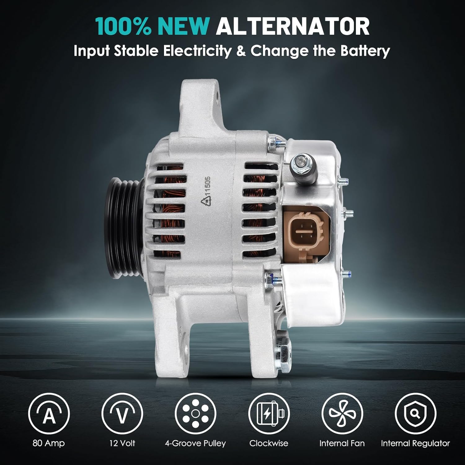 11203 Car Alternators Fit for Toyota Yaris 2006-2014 L4 1.5L 1497cc Automotive Replacement Alternators 11505, 104210-8180 27060-21151 Alternators 80 Amp High Output Alternator