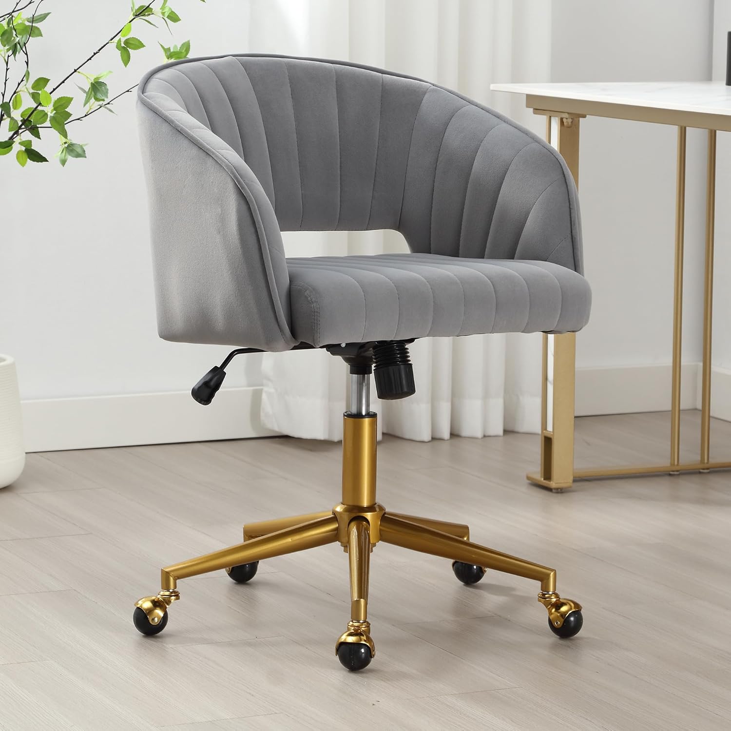 ABET Desk Chair with Wheels, Velvet Home Office Kuwait Ubuy