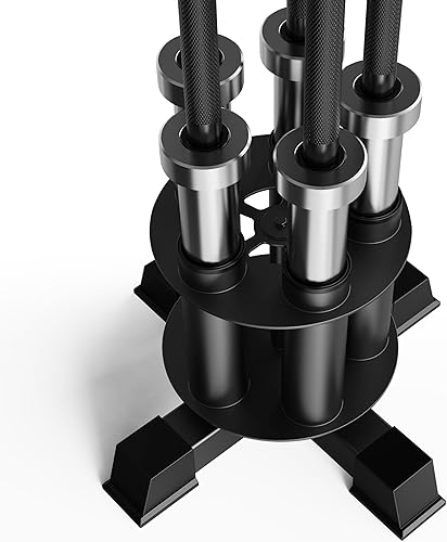 EVERYMATE Soporte olímpico para mancuernas, estante de almacenamiento de pesas de gimnasio, estante vertical de montaje en pared, revestimiento de