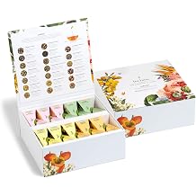 Tea Fort  Jubilee with 40 Handmade Pyramid-Shaped Tea Bags of Various Varieties to Try - with Black Tea Herbal Tea Oolong Tea Green Tea and White Tea