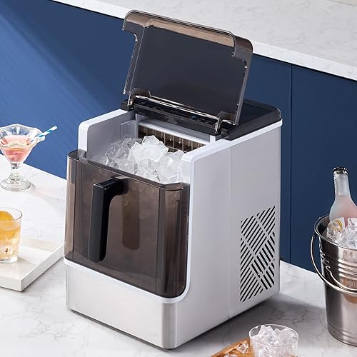 Vista 29 de VEVOR Máquina de hielo para encimera, 9 cubos listos en 6 minutos, 26 libras en 24 horas, máquina de hielo portátil autolimpiante con cuchara