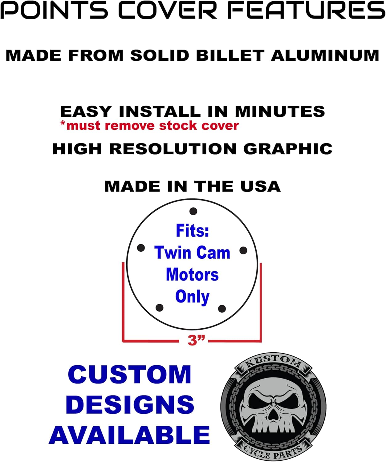 Beer Can Top Look Twin Cam Points/Timing Cover Compatible with Harley Davidson (Twin Cam 1999 to 2017)