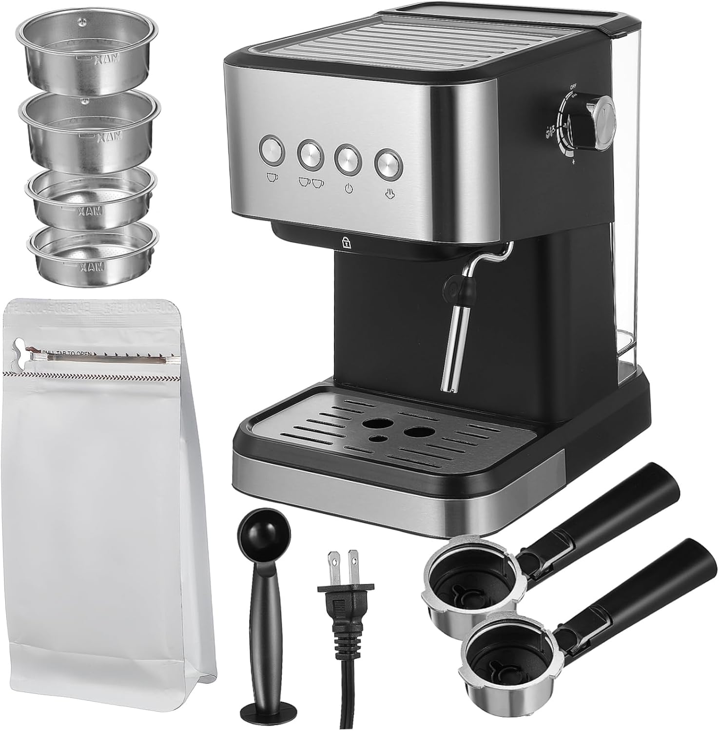 Espresso Maker Semi Automatic Espresso Machine High-pressure Extraction Milk Frothing Steam Wand Space-saving Design